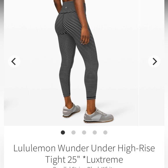 Lululemon black and white stripe leggings size 4 25” length - Picture 3 of 4